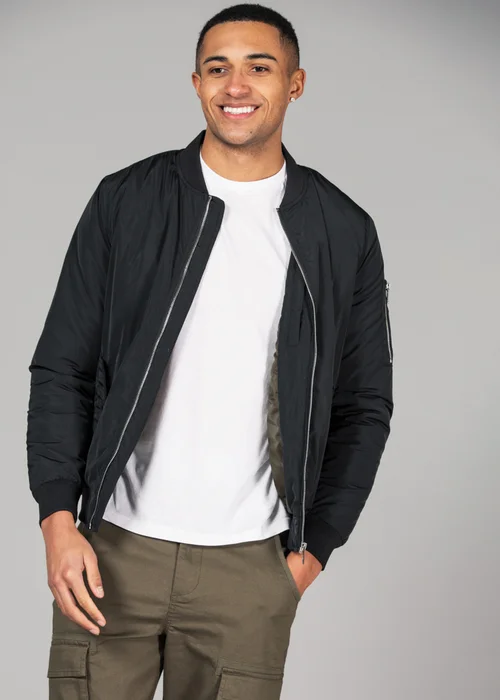 Tokyo Laundry Black Bomber Jacket with Zip Fastening - XL Image 1