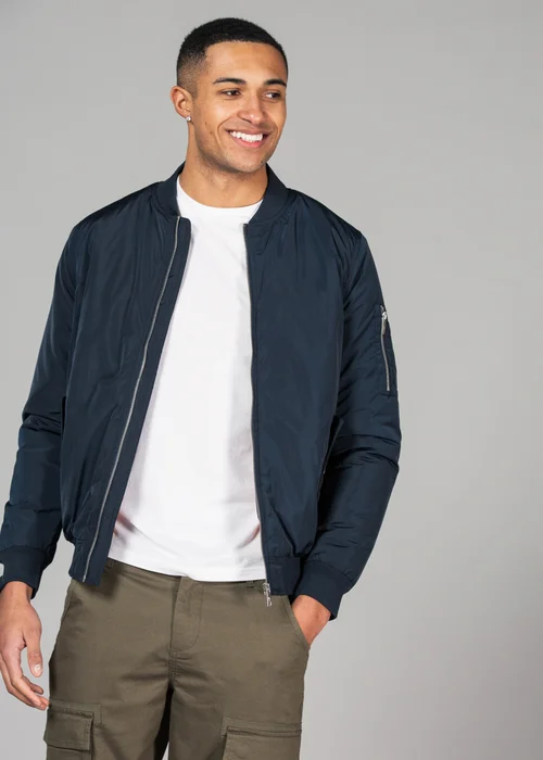 Tokyo Laundry Navy Bomber Jacket with Zip Fastening - 2XL Image 1