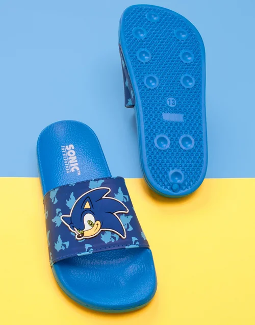 Vanilla Underground Sonic The Hedgehog Kids Blue Sliders (Younger 10-Older 3) - Size 1 Infants Footwear Image 4