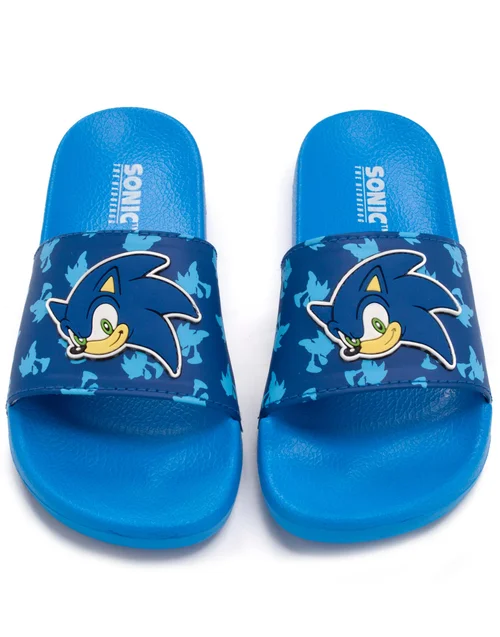 Vanilla Underground Sonic The Hedgehog Kids Blue Sliders (Younger 10-Older 3) - Size 1 Infants Footwear Image 1