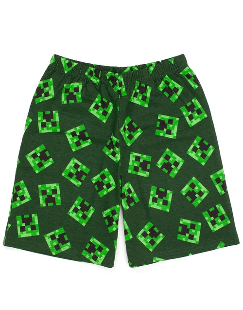 Minecraft Creeper Kids Shortie Green Pyjamas (5-14 Years) - Age 5-6 Years Image 3