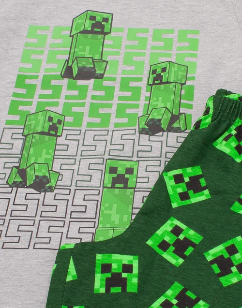 Minecraft Creeper Kids Shortie Green Pyjamas (5-14 Years) - Age 5-6 Years Image 5