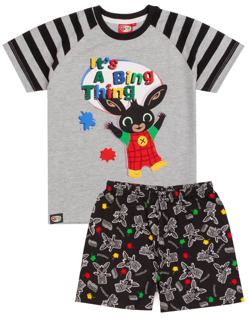 Biny Bunny Grey Kids Shortie Pyjamas (18 Months-5 Years) - Age 2 - 3 Years Image 1