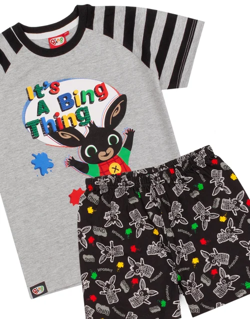 Biny Bunny Grey Kids Shortie Pyjamas (18 Months-5 Years) - Age 2 - 3 Years Image 2