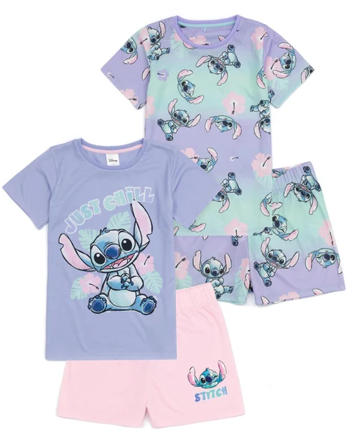 Vanilla Underground Disney Stitch Kids Shortie Pyjamas 2 Pack (5-14 Years) - Age 10-11 Years Image 1