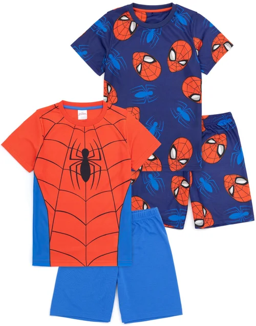Marvel Spiderman Kids Blue Pyjamas 2 Pack (2-10 Years) - Age 8-9 Years Image 1