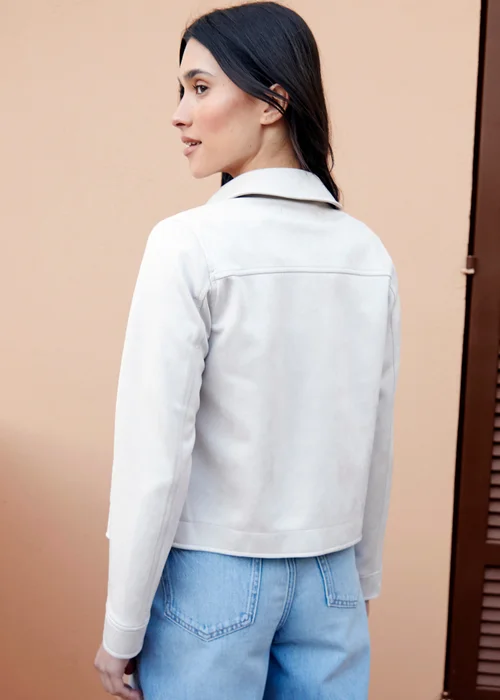 Threadbare Natural Cropped Button Up Suedette Shacket - 8 Image 2