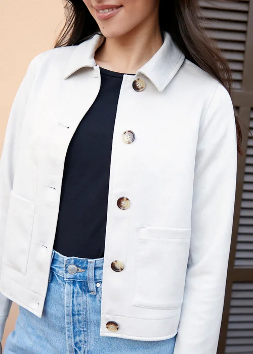 Threadbare Natural Cropped Button Up Suedette Shacket - 8 Image 3