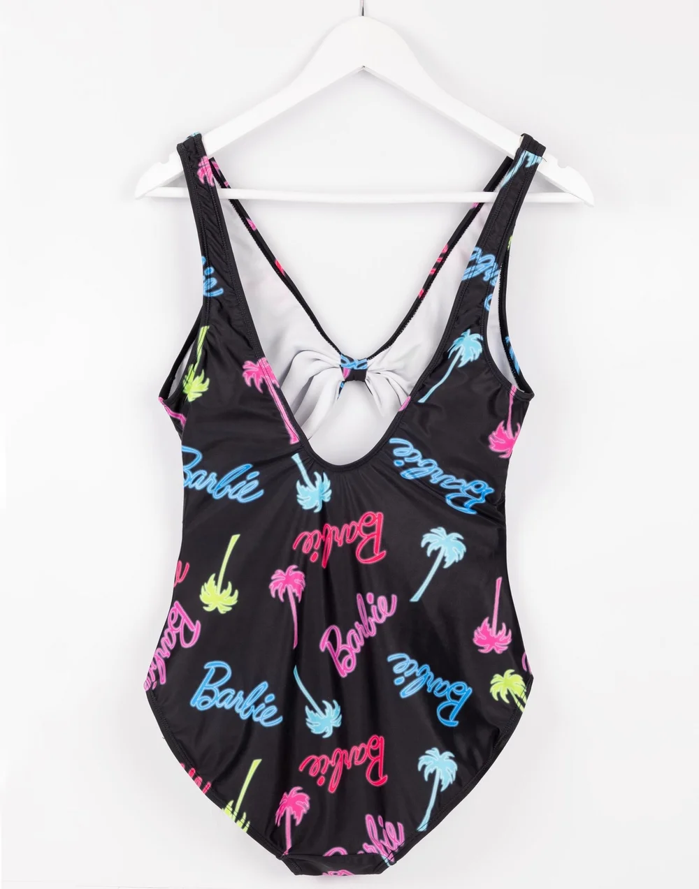 Barbie Logo & Palm Tree Graphic Multi Coloured 1 Piece Swimming Costume - Small Image 2