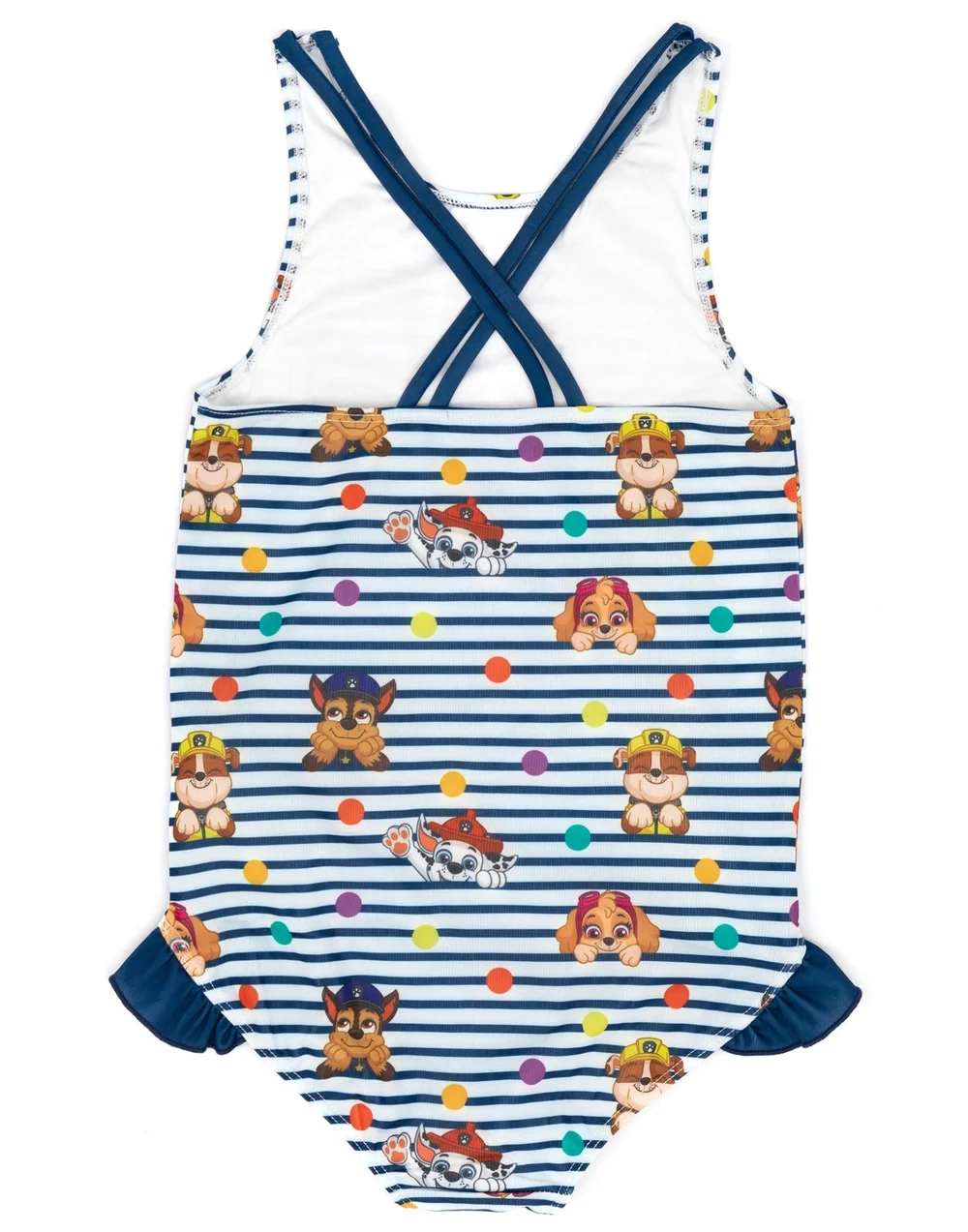Paw Patrol Kids Striped White & Navy 1 Piece Swimsuit (18 Months-8 Years) - Age 7-8 Years Image 4