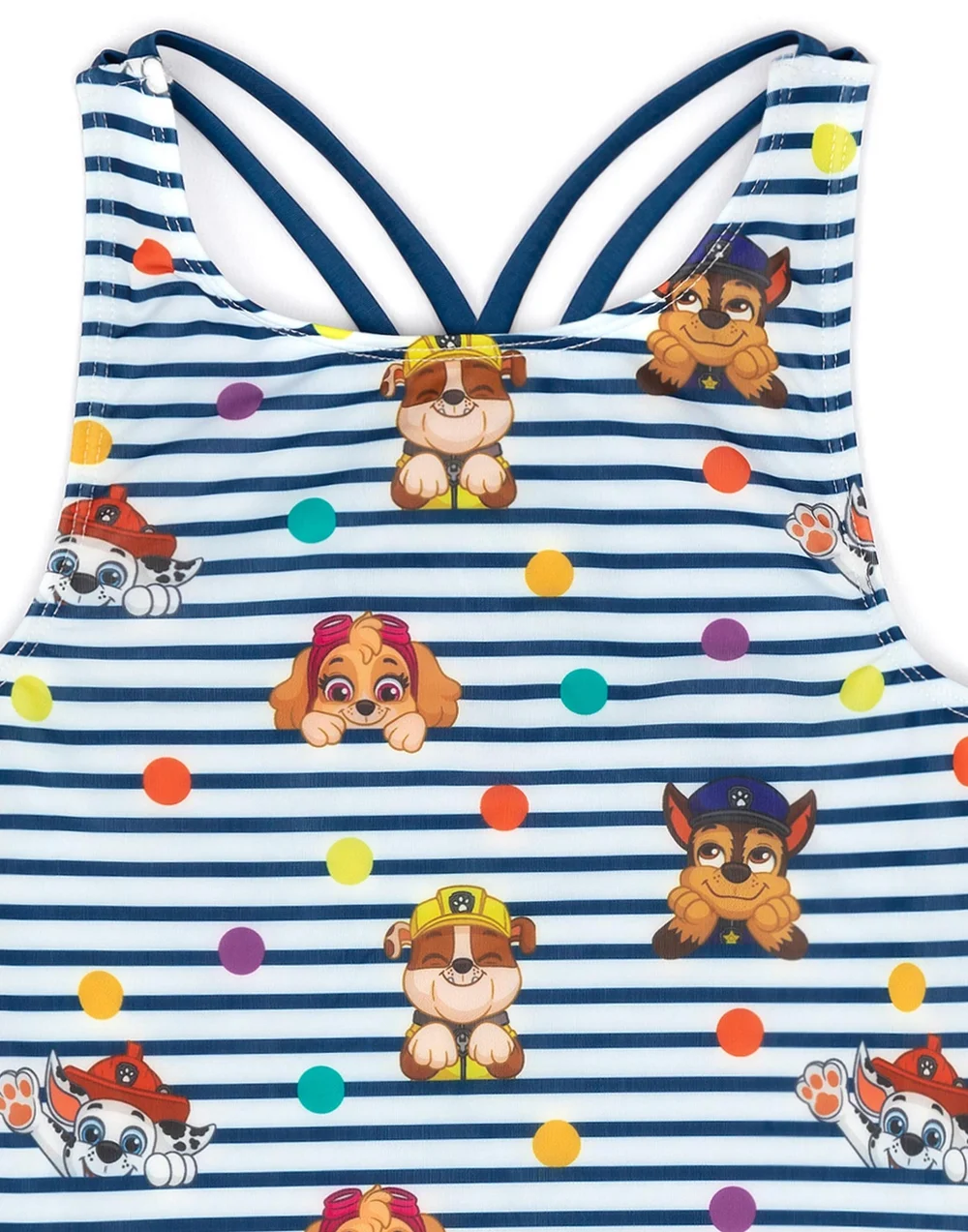 Paw Patrol Kids Striped White & Navy 1 Piece Swimsuit (18 Months-8 Years) - Age 7-8 Years Image 5