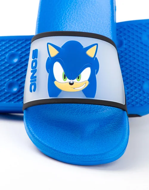 Sonic The Hedgehog Kids Blue Sliders (Younger 10-3 Older) - Size 11 Infants Footwear Image 5