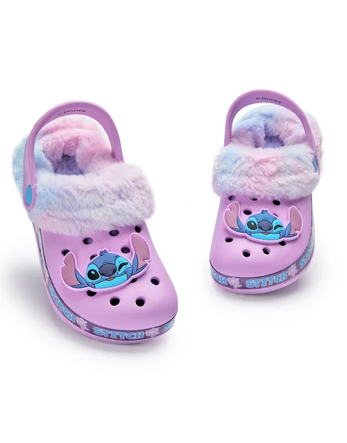 Disney Stitch Kids Purple Fur Lined Clogs (Younger 10-Older 4) - Size 1 Infants Footwear Image 1