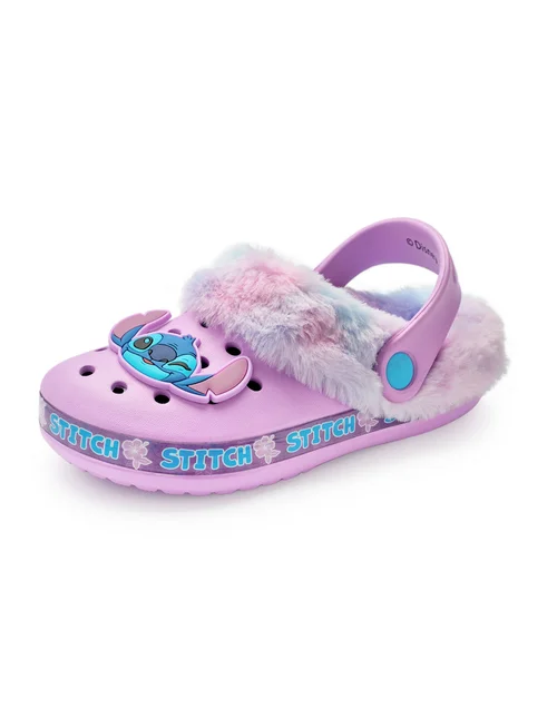 Disney Stitch Kids Purple Fur Lined Clogs (Younger 10-Older 4) - Size 1 Infants Footwear Image 3