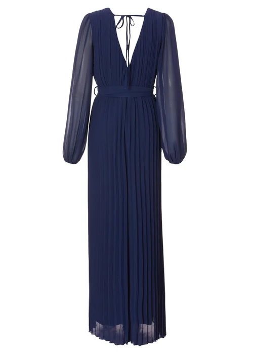 Quiz Navy Chiffon Pleated Jumpsuit - Size 6 Image 5