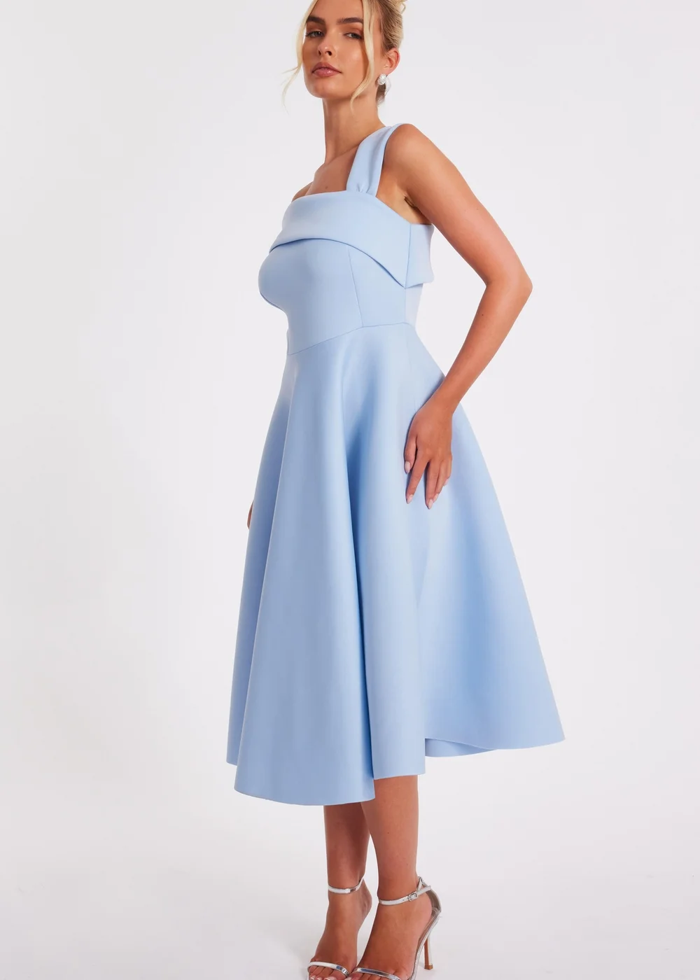 Quiz Blue Asymmetric Midi Dress - 8 Image 3