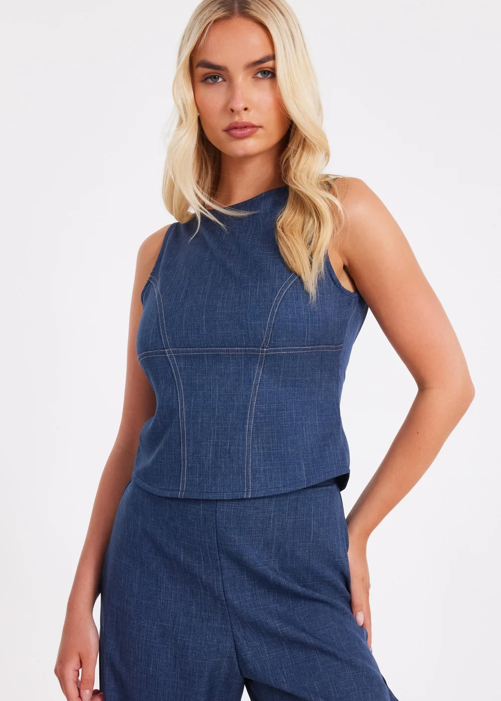 Quiz Blue Tie Back Top - Size 4 Clothing Image 1