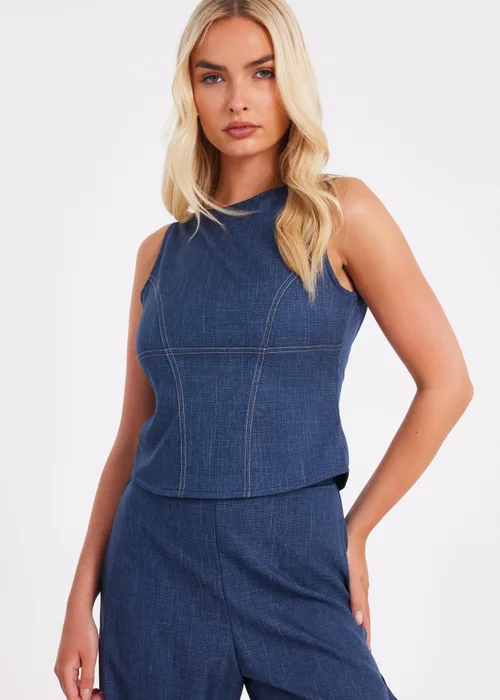 Quiz Blue Tie Back Top - Size 4 Clothing Image 1