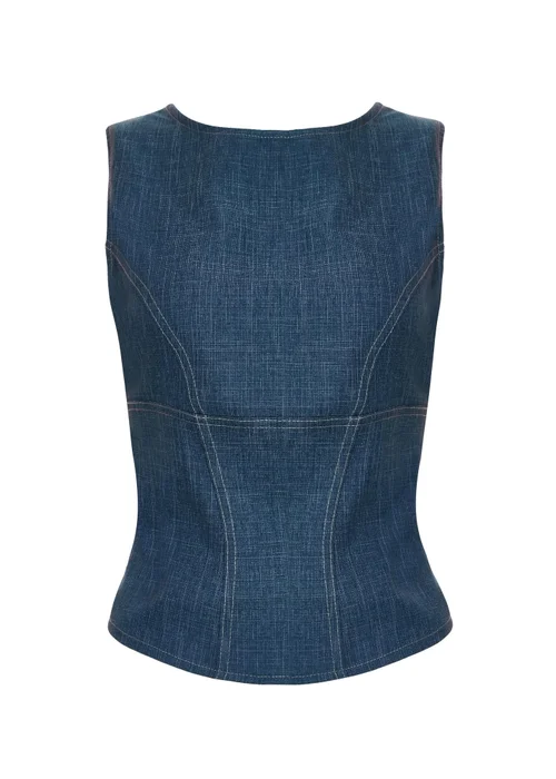 Quiz Blue Tie Back Top - Size 4 Clothing Image 4