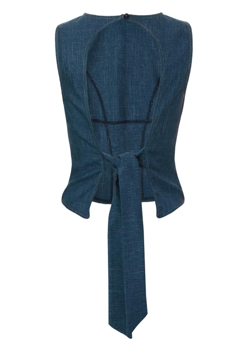 Quiz Blue Tie Back Top - Size 4 Clothing Image 5