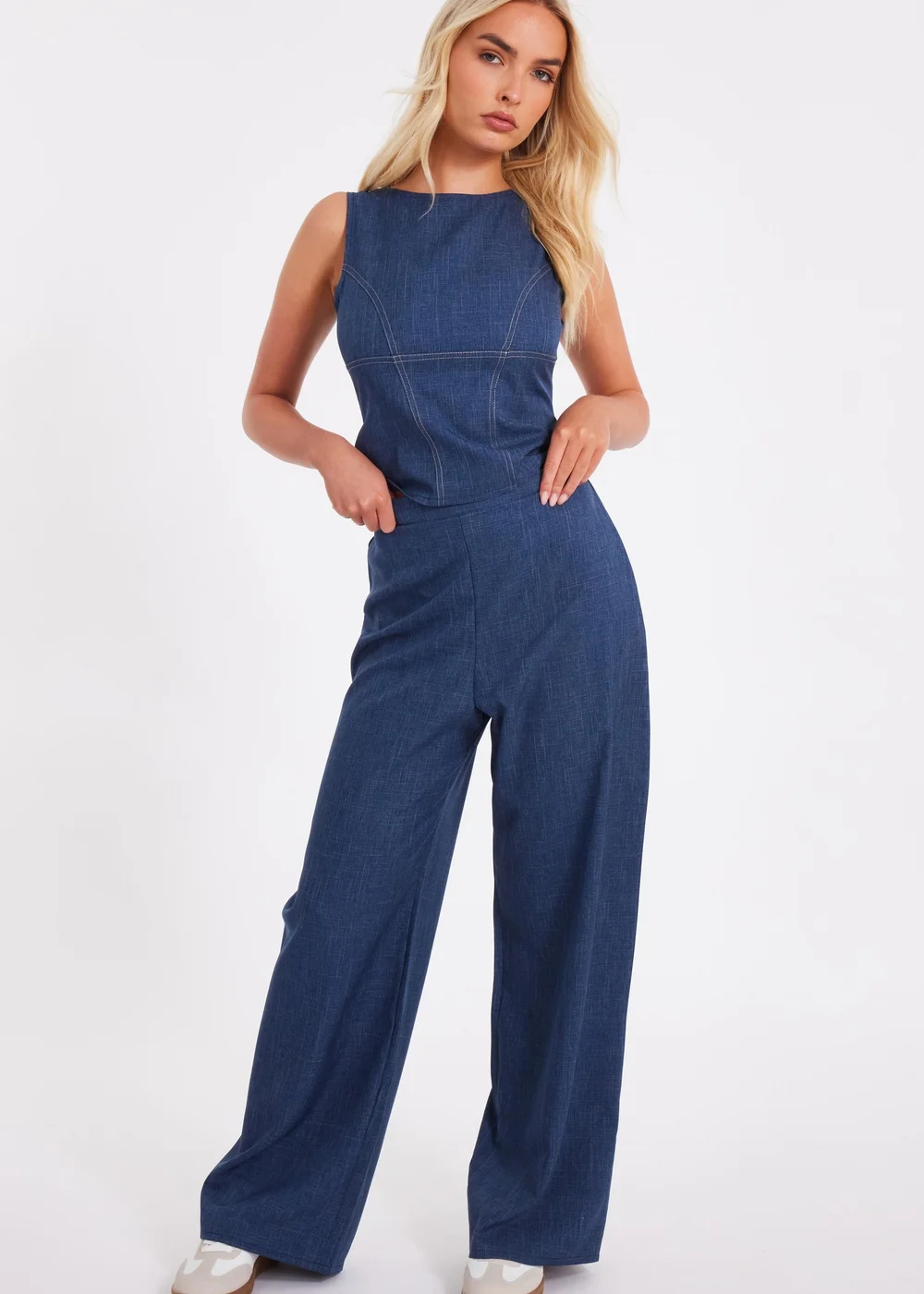 Quiz Blue Wide Leg Trousers - 4 Image 1