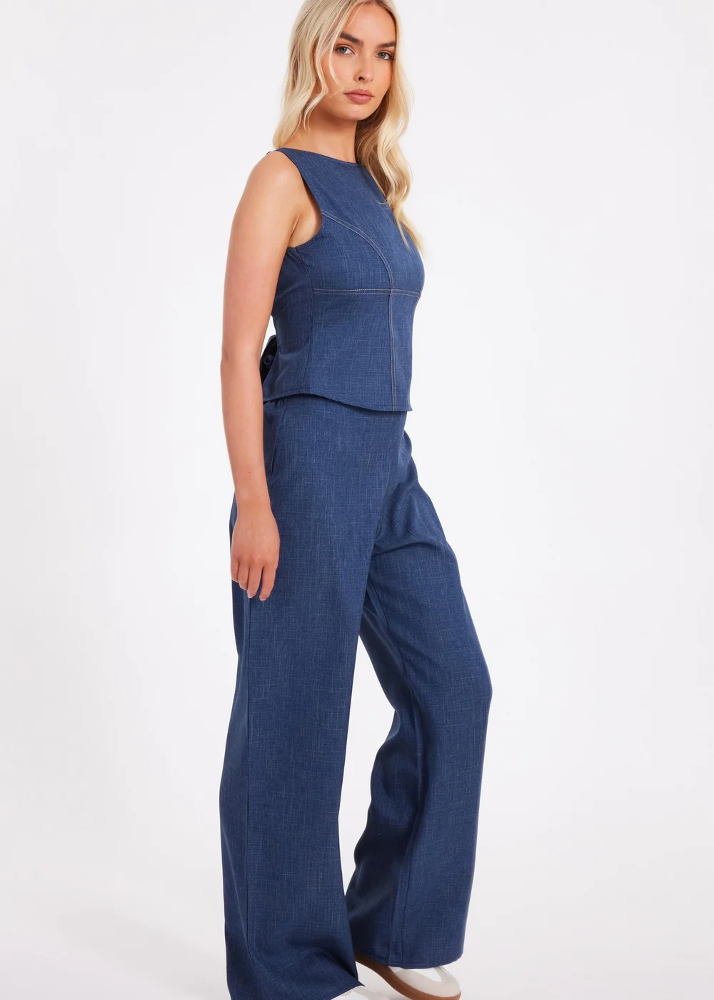 Quiz Blue Wide Leg Trousers - 4 Image 3