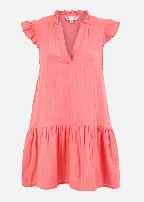 Yumi Coral Double Cotton Tunic With Frill Sleeves - 8 Image 5