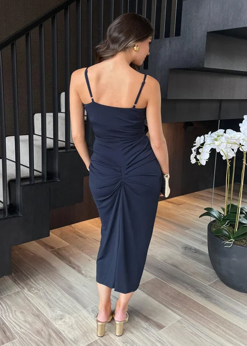 AX Paris Navy Strappy Wrap Top Knot Skirt Midi Dress - 6 Image 5