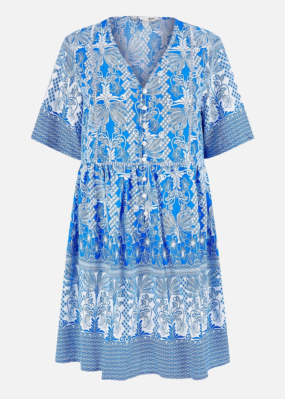 Yumi Blue Viscose Palm Relaxed Tunic - 8 Image 3