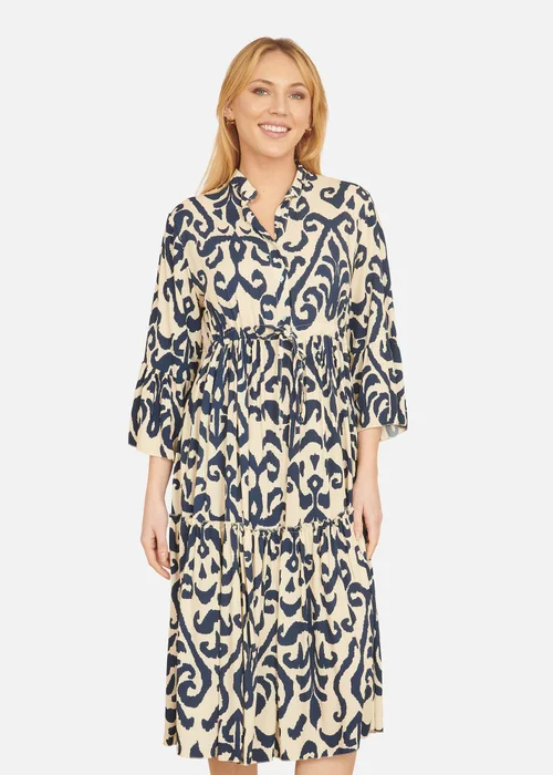 Yumi Navy Block Print Kaftan - 8 Image 2
