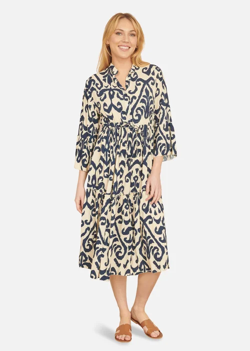 Yumi Navy Block Print Kaftan - 8 Image 1