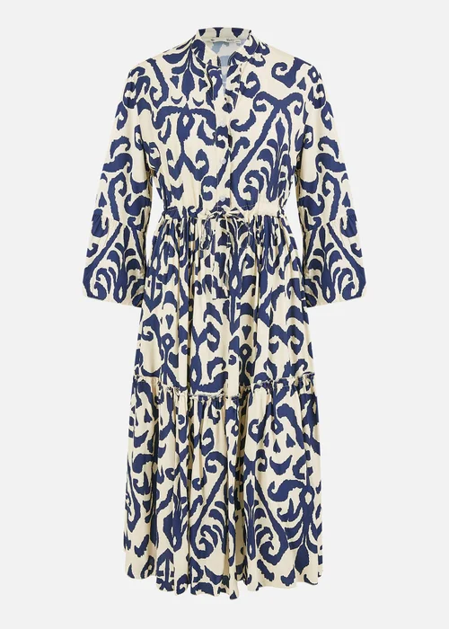 Yumi Navy Block Print Kaftan - 8 Image 3