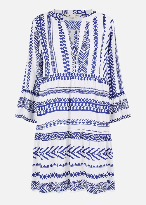 Yumi Blue Geo Stripe Print Beach Tunic - 8 Image 4