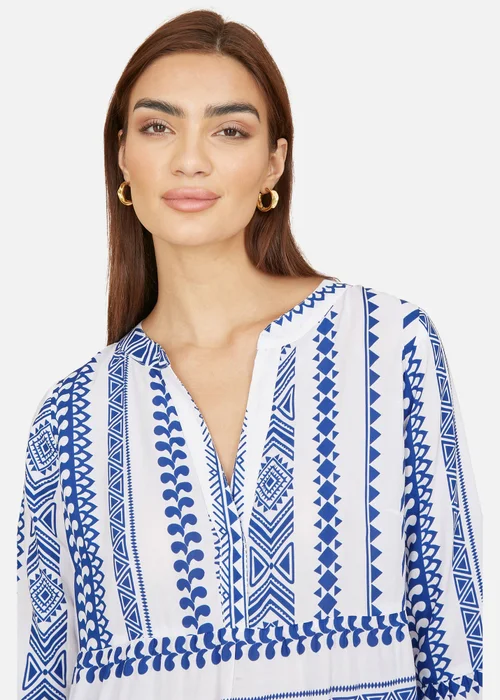 Yumi Blue Geo Stripe Print Beach Tunic - 8 Image 3