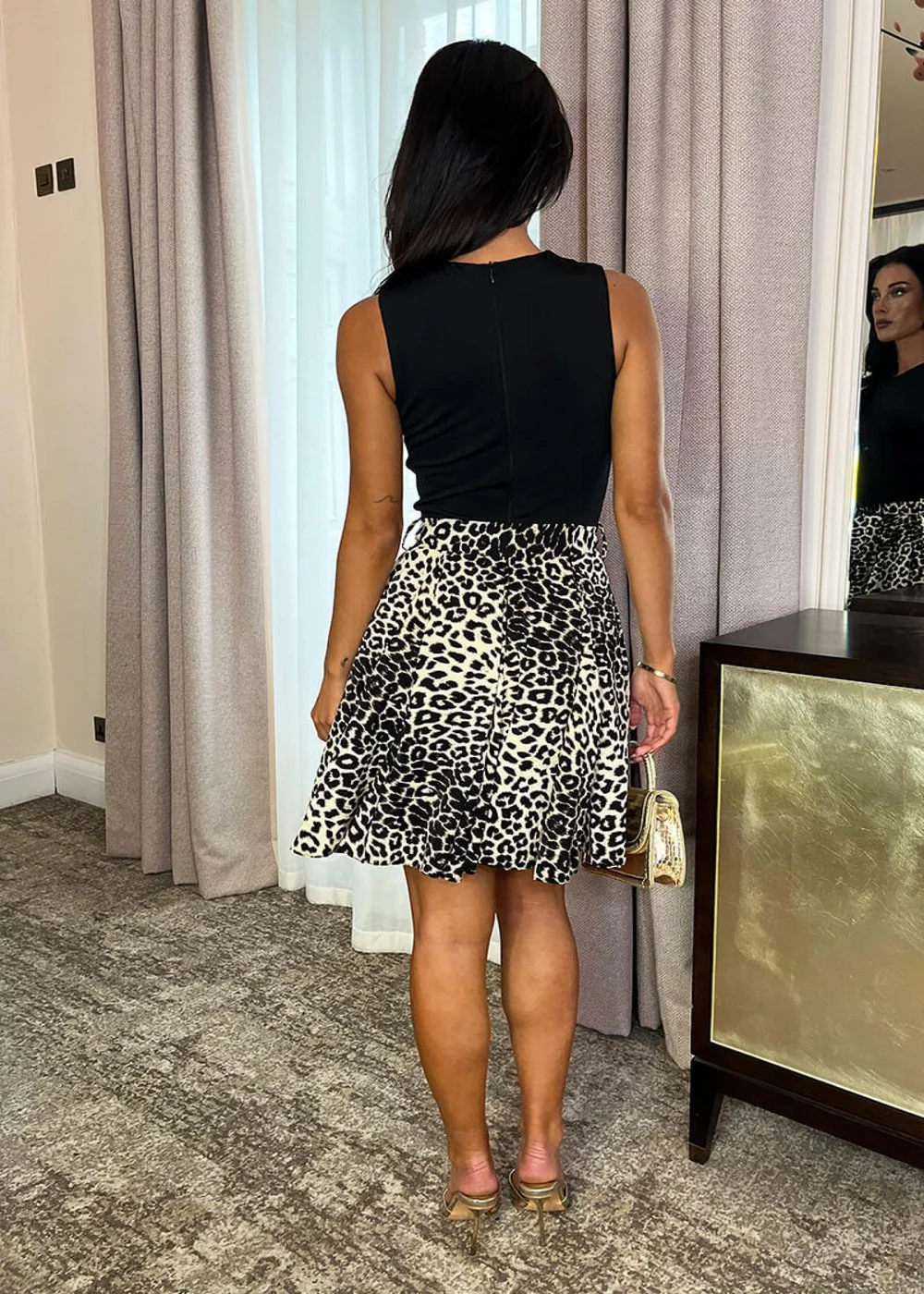 AX Paris Multi Leopard Print 2 in 1 Belted Mini Skater Dress - 6 Image 5