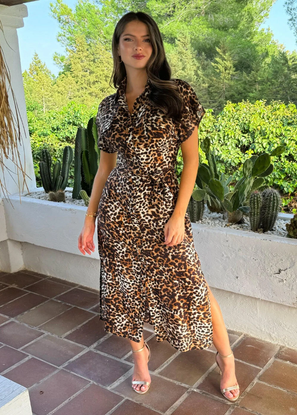 leopard print shirt dress uk Feline Flirty Multi Mixed Animal Print Shirt Dress
