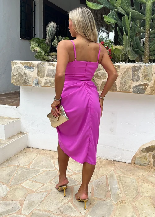 AX Paris Pink Strappy Wrap Top Gathered Skirt Midi Dress - 8 Image 5