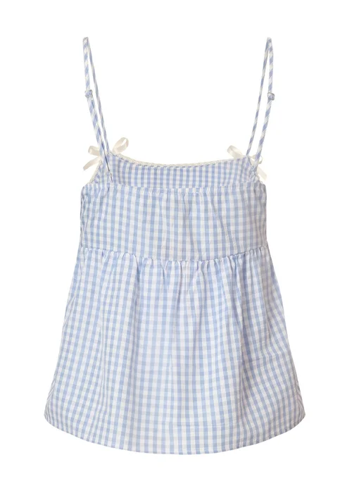 Quiz Blue Gingham Strappy Peplum Top - 6 Image 5