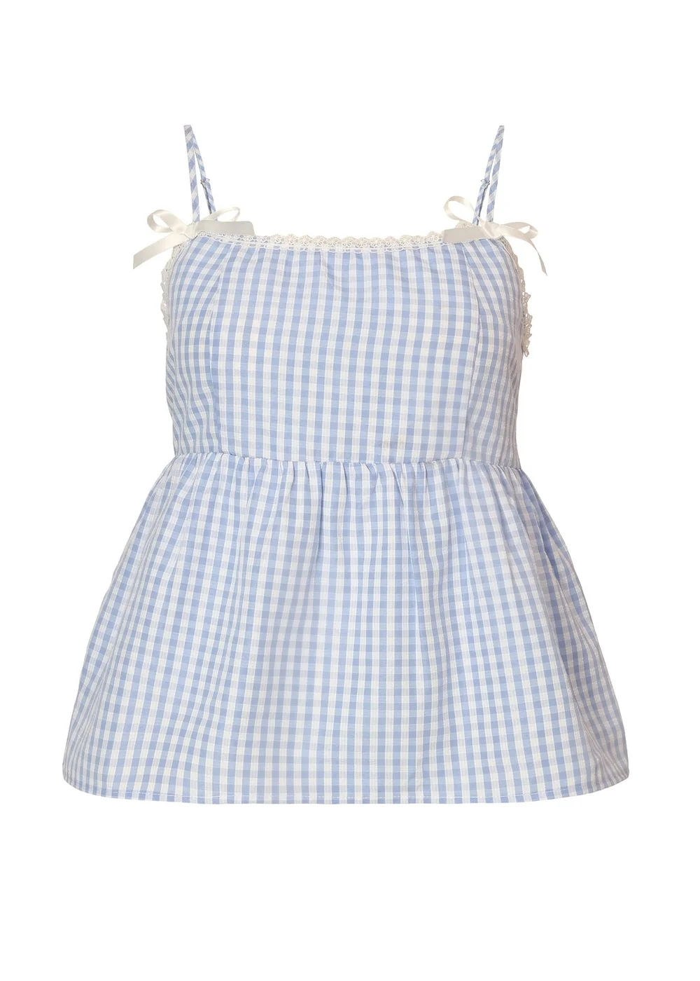 Quiz Blue Gingham Strappy Peplum Top - 6 Image 4