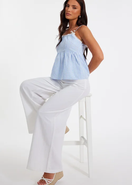 Quiz Blue Gingham Strappy Peplum Top - 6 Image 3