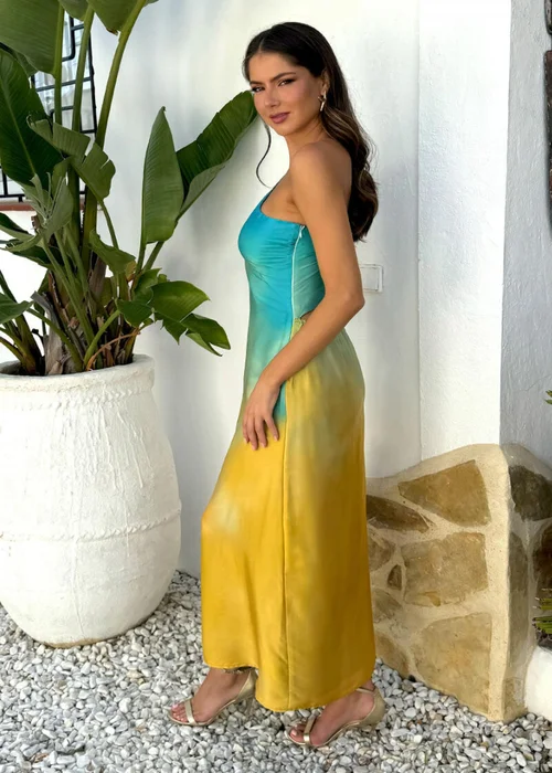 AX Paris Multi Sunset Ombre One Shoulder Open Back Twist Detail Midi Dress - 8 Image 4