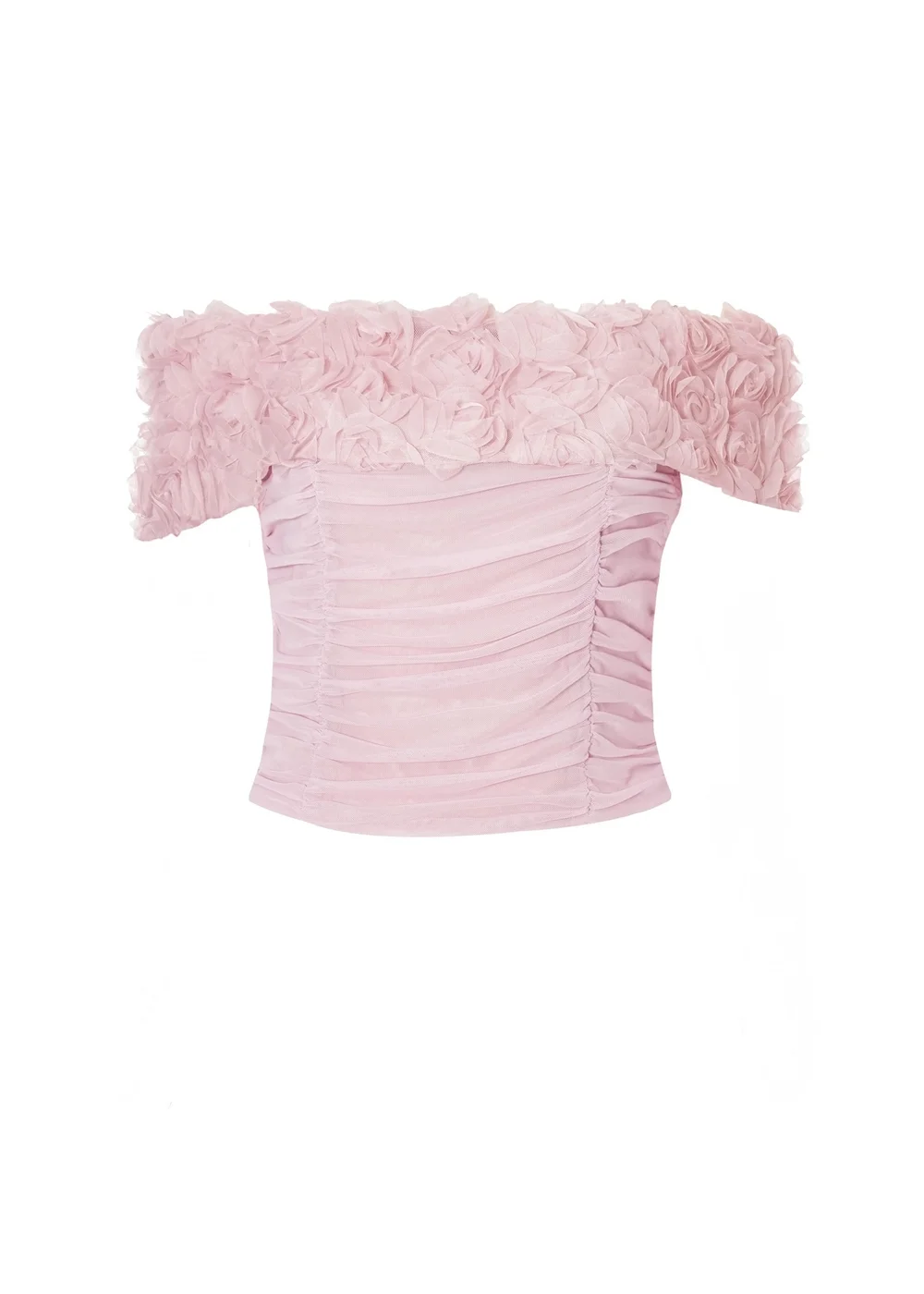 Quiz Pink Floral Mesh Top - 6 Image 4