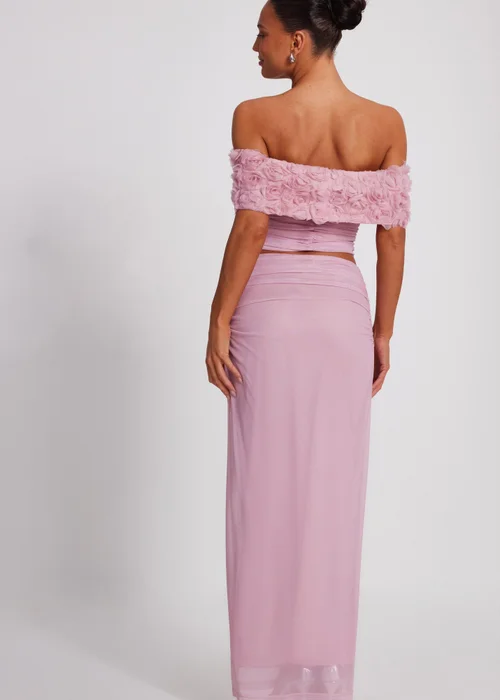 Quiz Pink Floral Mesh Top - 6 Image 2