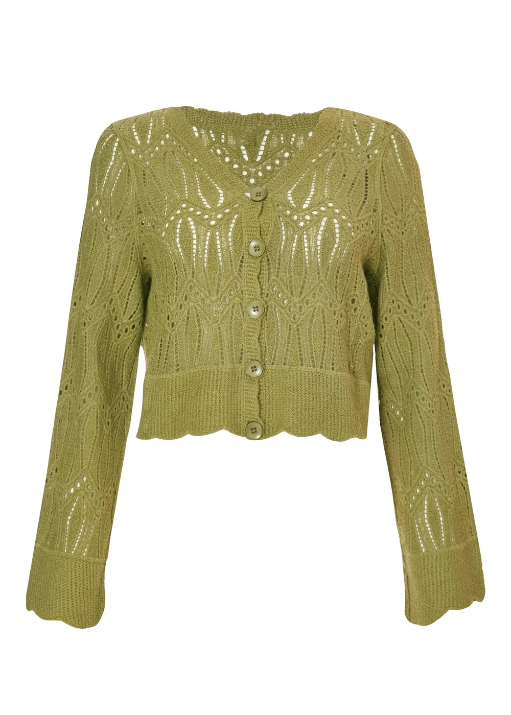 Quiz Khaki Knit Cropped Cardigan - S Image 4