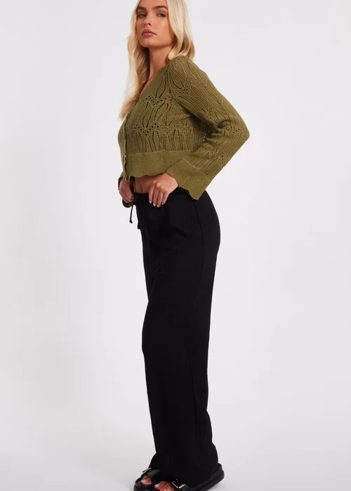 Quiz Khaki Knit Cropped Cardigan - S Image 3