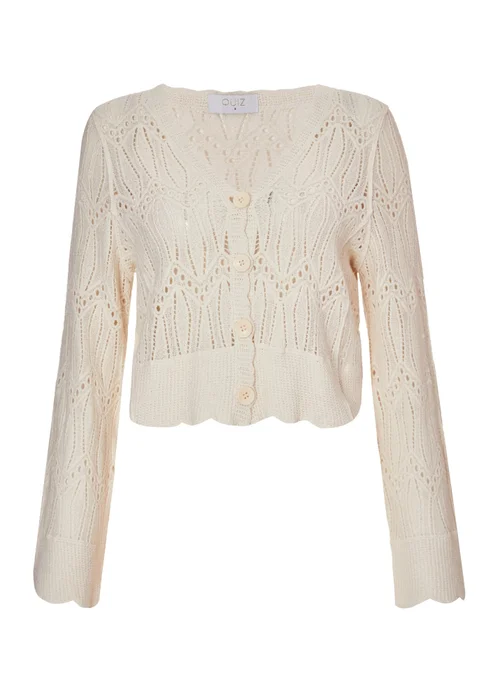 Quiz Cream Knit Cropped Cardigan - S Image 4