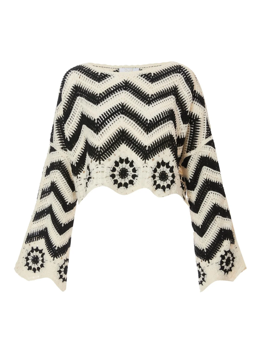 Quiz Black Crochet Scalloped Top - S/M Image 4