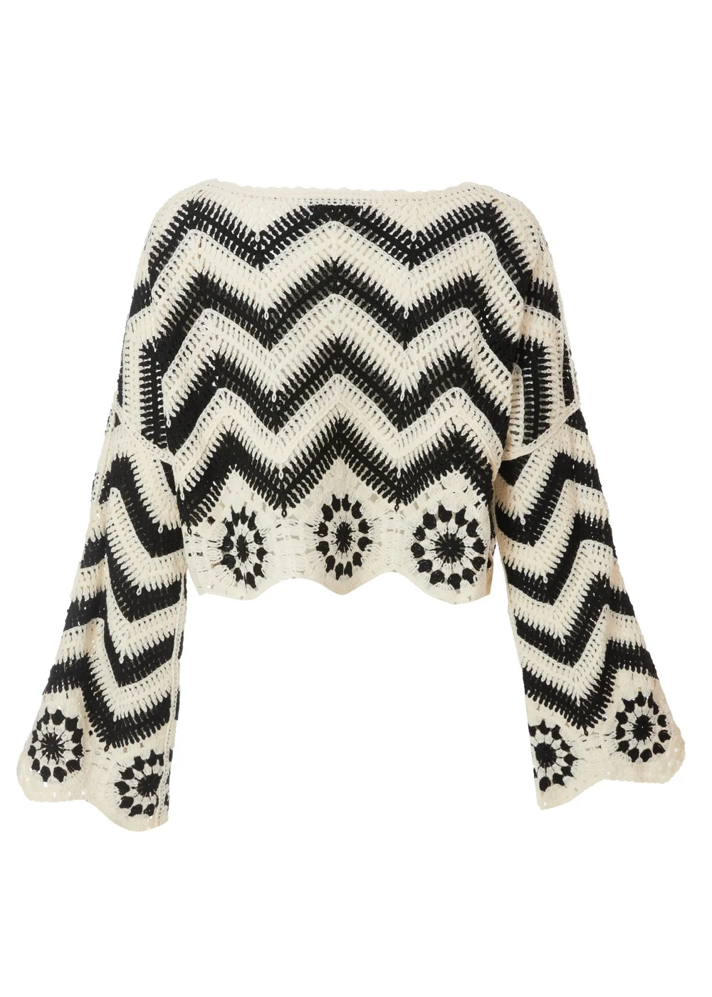 Quiz Black Crochet Scalloped Top - S/M Image 5