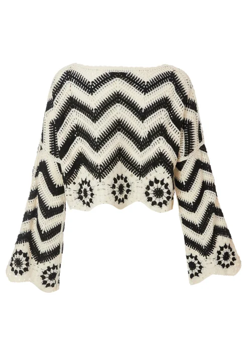 Quiz Black Crochet Scalloped Top - S/M Image 5