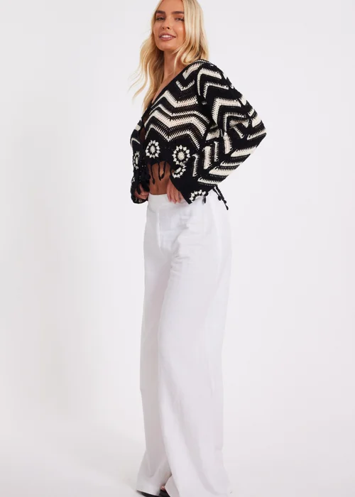 Quiz Black Crochet Knitted Top - S/M Image 3